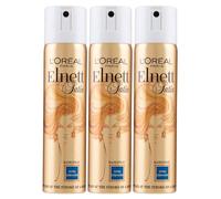 L'Oréal Paris Hairspray Elnett Satin Strong Hold Micro-Diffusion Protective and Illuminating Formula Anti-Humidity Natural Effect Long-Lasting - 3 Bottles of 75ml