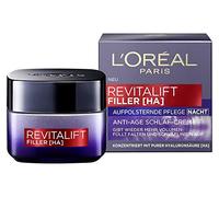 L'Oréal Paris Hyaluron Night Cream, Revitalift Filler, Anti-Ageing Face Care, Anti-Wrinkle and Volume, with Hyaluronic Acid, 50 ml
