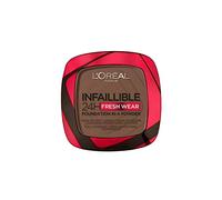 L'Oréal Paris Infallible 24H Fresh Wear Foundation in a Powder, Full-coverage, Longwear, Weightless Smooth Finish, Water-proof and Transfer-proof, 390 Ebony