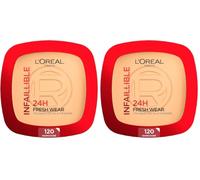 L'Oreal Paris Infallible 24H Fresh Wear Foundation In A Powder, Longwear Coverage, Mattifying Finish, Available In 6 Shades, Shade 120 Vanilla (Pack of 2)