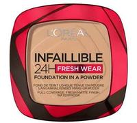 L'Oreal Paris Infallible 24H Fresh Wear Foundation in a Powder, longwear coverage, mattifying finish, available in 6 shades, 140 Golden Beige, Women Golden Beige