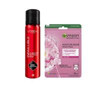 L'Oreal Paris Infallible Setting Spray & Garnier Moisture Bomb Sakura Face Mask Duo