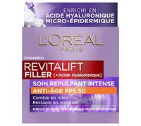 L'Oréal Paris - Intense Anti-Ageing Care SPF 50 - Day Cream with Hyaluronic Acid with UV Protection - Wrinkles & Wrinkles - For All Skin Types - Revitalift Filler - 50 ml