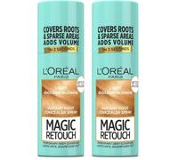 L'Oréal Paris Light Golden Blonde Magic Retouch Hair Colour Root Concealer Spray (75ml), Instant 100% Grey Coverage & Flawless Blend, Quick & Easy Application (Pack of 2)