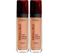 L'Oréal Paris Liquid Foundation, Full Coverage, Lasting Wear, Hydrating, Water & Transfer-Proof, Lightweight Texture, Fresh, Dewy & Glowing Skin, 320 Toffee (Pack of 2)