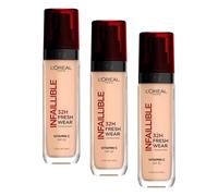 L'Oréal Paris Liquid Foundation, Full Coverage, Lasting Wear, With Vitamin C and SPF 25, Infallible 32H Fresh Wear, 110 Vanilla Rose (Pack of 3)