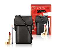 L'Oréal Paris Long Lasting Lipstick Color Riche Satin 345 Crystal Cerise + Black Eye Pencil Le Khol Naturel By Paradise 101 Midnight Black L'Atelier with Bag for an Intense Makeup