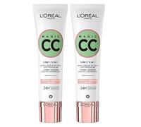 L'Oréal Paris Magic CC Cream 24H Anti-Redness Moisturizing Green Cream 5in1 Universal Shade Long-Lasting Velvety Skin Effect - 2 Bottles of 30ml