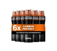 L'Oréal Paris Men Expert 48H Carbon Protect Anti-Perspirant Deodorant for Men, 250ml Pack of 6, Bulk Buy