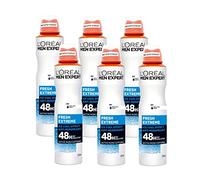 L'Oréal Paris Men Expert 48H Fresh Extreme Anti-Perspirant Deodorant for Men, 250ml Pack of 6, Bulk Buy