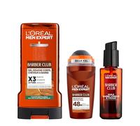 L'Oréal Paris Men Expert Barber Club Beard Care Kit 1 fl oz 300 ml 50 ml | Beard oil discipline without greasing, 3-in-1 shower gel for body hair, 48h deodorant anti-odour, Cedarwood, 0% alcohol