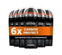 L'Oréal Paris Men Expert Deodorant Carbon Protect 48H Roll On 6x100ml | 4-In-1 Total Protection, With Absorbing Charcoal, Anti-Odor, Anti-Wetness, Bulk Value Bundle, XXXL