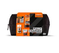 L'Oreal Men Expert Gift Set for Men, Hydra Energetic Fully Charged Washbag: Shower Gel, Moisturiser for Men, Sheet Face Mask and Face Wash
