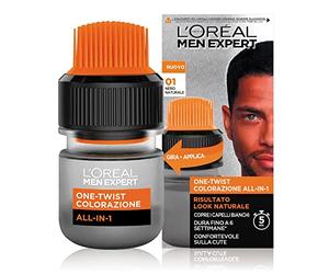 L'Oréal Paris Men Expert Men's One-Twist All-in-One Colour Natural Result, Easy and Quick Application, Natural Black (01)