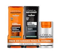 L'Oreal Paris Men Expert Routine Pack for Men with Moisturiser, Anti-Fatigue, 24h Hydra Energetic, Shower Gel, Hydra Energetic, Pure Carbon MultiAction Shower Gel, 5-in-1