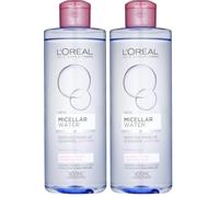 L'Oréal Paris Micellar Water for Sensitive and Dry Skin, Made with Purified Water and Combined Micelles to Capture Impurities and Remove Makeup Gently without Rubbing or Irritation (Pack of 2)