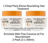 L'Oréal Paris Elvive Nourishing Mask Extraordinary Fine Coconut Oil for Normal to Dry Hair - 3 Packs of 300ml [900ml]