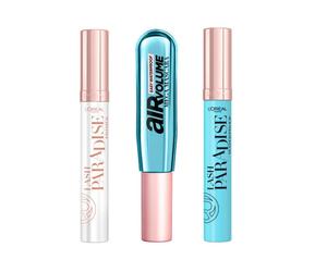 L'Oréal Paris Paradise Mascara Primer, Air Mega Volume Easy Waterproof Black & Paradise Extatic Waterproof Black 3 pcs