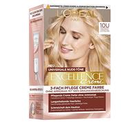 L'Oréal Paris Permanent Hair Colour for Any Skin Tone, Ammonia Free Colouration, Universal Nude Tones with Full Grey Coverage, Excellence Cream, No.10U Light Blonde (Blonde) 1 Piece