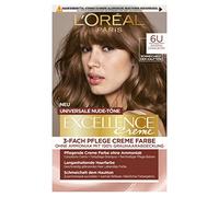 L'Oréal Paris Permanent Hair Colour for Any Skin Tone, Ammonia Free Colouration, Universal Nude Tones with Full Grey Coverage, Excellence Cream, #6U Dark Blonde (Blonde) 1 Piece