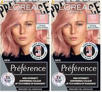 L'Oréal Paris Permanent Hair Colour, Long-Lasting Shine and Intense Colour, For up to 8 Weeks, Preference Vivids (Colorista), Rose Gold 9.214, x2 pack