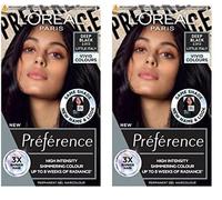 L'Oréal Paris Permanent Hair Colour, Long-Lasting Shine and Intense Colour, For up to 8 Weeks, Preference Vivids (Colorista), Deep Black 2.01, x2 pack