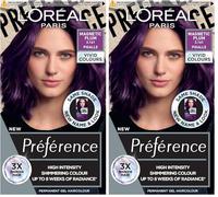 L'Oréal Paris Permanent Hair Colour, Long-Lasting Shine and Intense Colour, For up to 8 Weeks, Preference Vivids (Colorista), Magnetic Plum 3.16, x2 pack