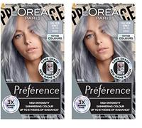 L'Oréal Paris Permanent Hair Colour, Long-Lasting Shine and Intense Colour, For up to 8 Weeks, Preference Vivids (Colorista), Silver Grey 10.11, x2 pack