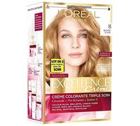 L'ORÉAL PARIS - Permanent Hair Colour, Triple Conditioning, Covers 100% of White Hair - Excellence Cream - Shade Light Blonde (8)