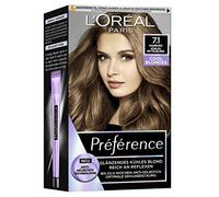 L'Oréal Paris permanent hair colour with cool colour result, hair dye set with colouration and anti yellow tint care balm, Préférence cool blondes, No. 7.1 cool medium blonde (Hamburg), 1 piece