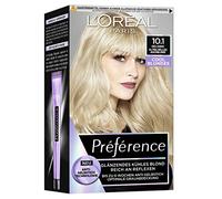 L'Oréal Paris permanent hair colour with cool colour result, hair dye set with colouration and anti-yellow tint care balm, Préférence cool blondes, No. 10.1 ultra light ash blonde (Helsinki), 1 piece
