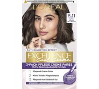 L'Oréal Paris Permanent Hair Colour with Ultra Cool Colour Results, 100% Grey Coverage Set with Colouration, Shampoo and Conditioner, Excellence Cool Creme #5.11 Ultra Ash Light Brown (Brown)