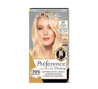 L'Oreal Paris Preference Hair Dye, Long Lasting, Luminous Permanent Hair Colour, 01 Prague very very light natural blonde