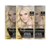 L'Oréal Paris Préférence 9.1 Very Light Ash Blonde (Oslo) Pack of 3 x 183 g