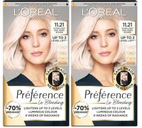 L'Oreal Paris Preference Hair Dye, Long Lasting Brilliance, Luminous Permanent Rich Hair Colour, Achieve radiant, Salon-Inspired Results Shade: 11.21, Moscow (Pack of 2)