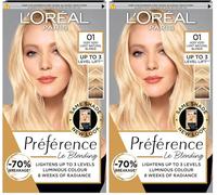 L'Oreal Paris Preference Hair Dye, Long Lasting, Luminous Permanent Hair Colour, 01, Prague (Pack of 2)