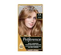 Preference 7.0 Blonde: Long-lasting, luminous permanent hair colour. Experience radiant, salon-inspired results with this natural blonde shade, for brilliant colour and lasting luminosity.