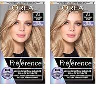 L'Oreal Paris Preference Hair Dye, Long Lasting, Luminous Permanent Hair Colour, 8.1 Light Ash Blonde (Pack of 2)