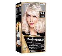 L'Oreal Paris Preference Hair Dye, Luminous Permanent Rich Hair Colour, Long Lasting Brilliance, Achieve Radiant, Salon-Inspired Results, Shade: 10.21, Stockholm