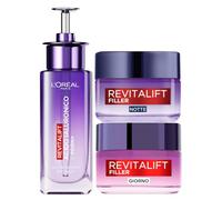 L'Oréal Paris Revitalift Filler Anti-Wrinkle Serum, Day and Night Cream | Anti-Aging Routine with Hyaluronic Acid, Hydrating and Re-Plumping Effect