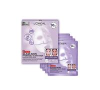 L'Oreal Paris Revitalift Filler Hydrogel Glow Mask 4 Pack, for Glass Skin, Korean-Skincare Inspired, Tissue Face Mask, Visibly Transform Skin, Dewy, Plumped and Refreshed Look, 4pc