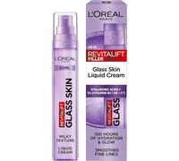 L'Oreal Paris Revitalift Filler Glass Skin Liquid Cream, Hybrid Milky Serum + Moisturiser, Korean-Skincare Inspired, For Glass Skin Glow, 100 hours Hydration, Replump Skin [Hyaluronic Acid], 50ml