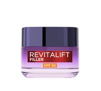 L'Oreal Paris Revitalift Filler + Hyaluronic Acid Anti Ageing Anti-Wrinkle SPF 50 Replumping Day Cream 50ml, One Colour, Women One Colour