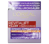 L'Oréal Paris Revitalift Filler, Hyaluronic Day Cream with SPF 50, Anti-Ageing Face Care with Micro-Filler Hyaluronic Acid for Moisturising and Anti-Wrinkle Effect, 50 x 1 ml