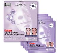 L'Oreal Paris Revitalift Filler Hydrogel Glow Mask 4 Pack, for Glass Skin, Korean-Skincare Inspired, Tissue Face Mask, Visibly Transform Skin, Dewy, Plumped and Refreshed Look, 4pc