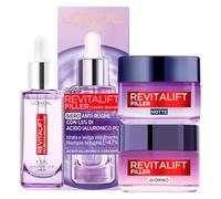 L'Oréal Paris Revitalift Filler Kit Hydrating Plumping Anti-Wrinkle Serum 30ml + Replumping Anti-Ageing Day Treatment 50ml + Revolumizing Night Face Treatment with Hyaluronic Acid 50ml