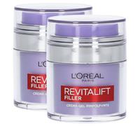 L'Oréal Paris Revitalift Filler Nourishing and Hydrating Facial Plumping Gel Cream with Hyaluronic Acid for All Skin Types - 2x 50ml Jars