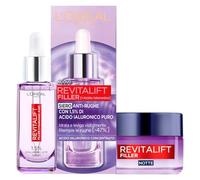 L'Oréal Paris Revitalift Filler Plumping Action Face Serum + Replumping Anti-Wrinkle Night Face Cream - 2 Treatments with Hyaluronic Acid