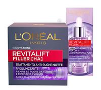L'Oréal Paris Revitalift Filler Plumping Action Face Serum + Replumping Anti-Wrinkle Night Face Cream - 2 Treatments with Hyaluronic Acid