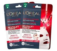 L'Oréal Paris Revitalift Laser X3 Anti-Ageing Fabric Face Mask Triple Action Firms Brightens and Smoothes Skin Wrap Effect with Hyaluronic Acid and Peptide - 2 Packs of 1 Application